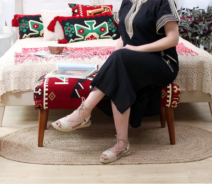 Atelier Del Sofa Puf Rojo Multicolor